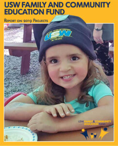 Cover of USW and Community Education Fund. Shows smiling young child.