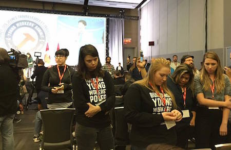 Young Workers Protest Trudeau