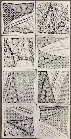 Collection of Zentangle pieces by members of USW Local 4120