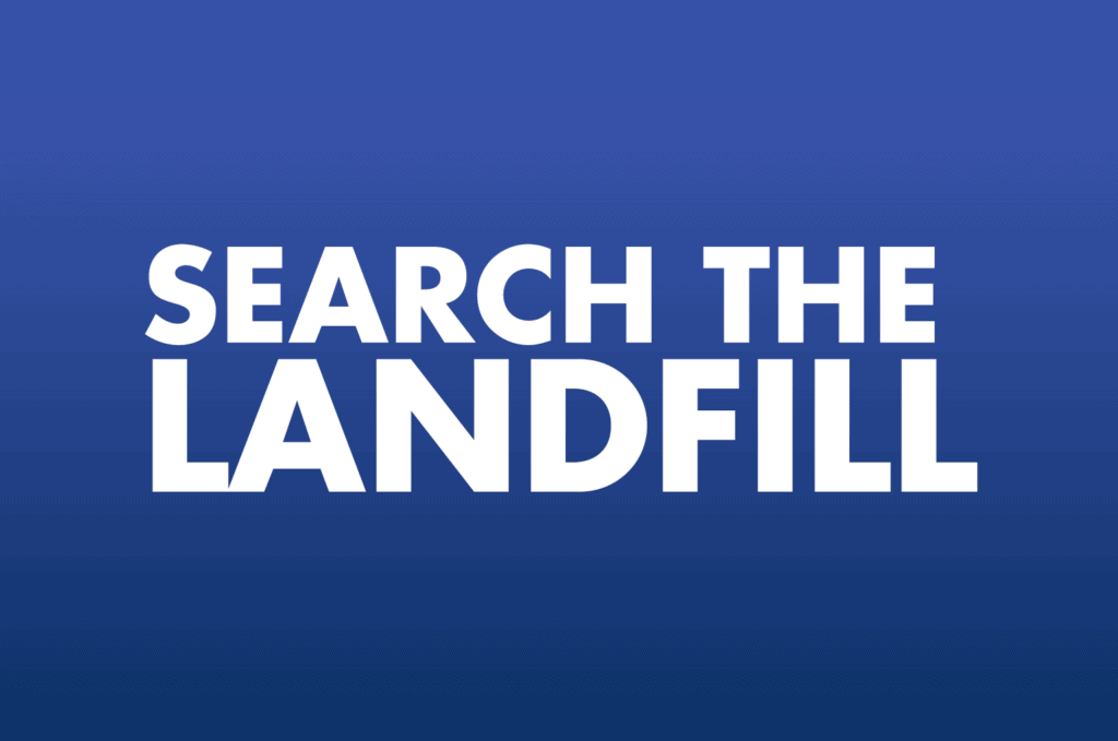 Search the Landfill text on a blue gradient background