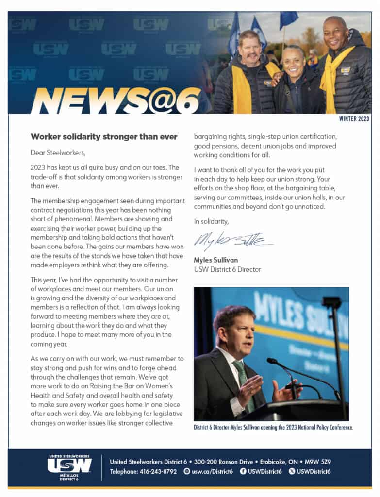 Image: Cover of News@6 newsletter for Winter 2023.