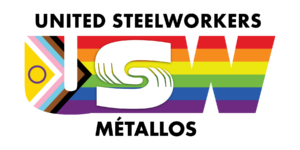 USW Logo with the Pride flag colours.