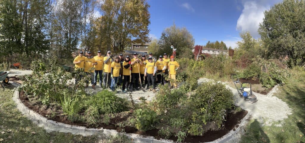 Group of volunteers helping out with gardening.