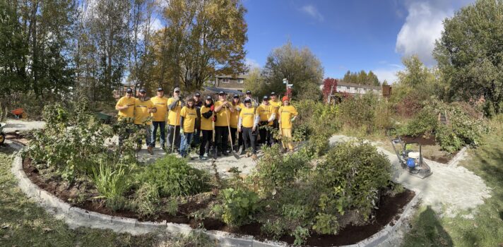 Group of volunteers helping out with gardening.