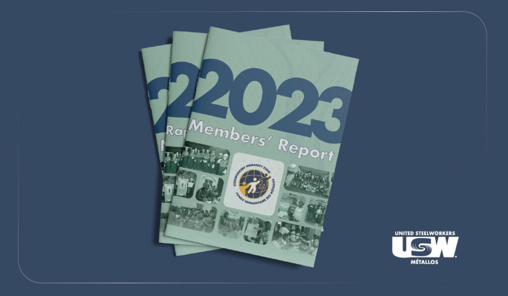 A graphic showing three copies of the 2023 SHF Annual Report.