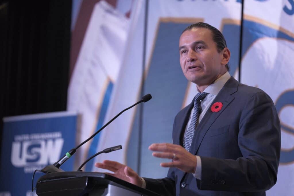 NDP Manitoba Premier Wab Kinew speaks at the USW 2024 D3 Conference.