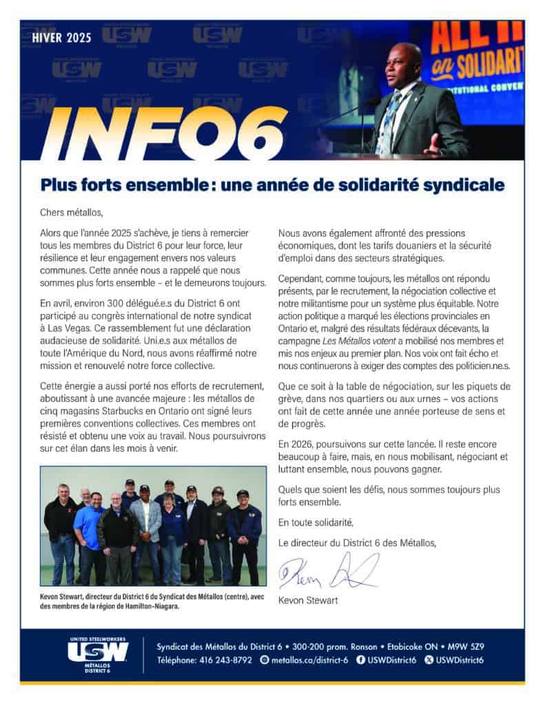 Première page de l'INFO6, édition hiver 2025