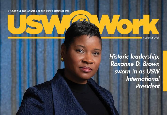 On the magazine cover is Roxanne D. Brown, the new USW International President.